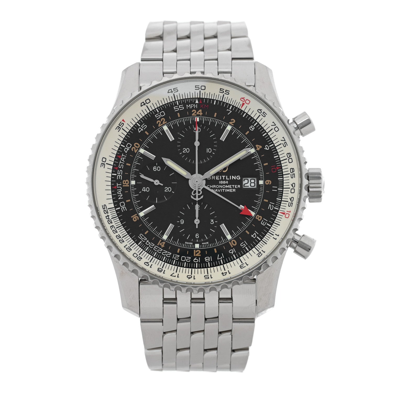 Breitling Stainless Steel 46mm Navitimer GMT World Automatic Watch Black A24322 1 of 5