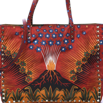 Valentino Garavani Canvas Enchanted Wonderland Medium Rockstud Reversible Tote Rosso 14 of 16