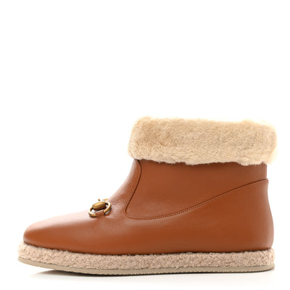 Gucci Calfskin Wool Womens Fria Horsebit Ankle Boots 36.5 New Caramel Butterscotch 1 of 10