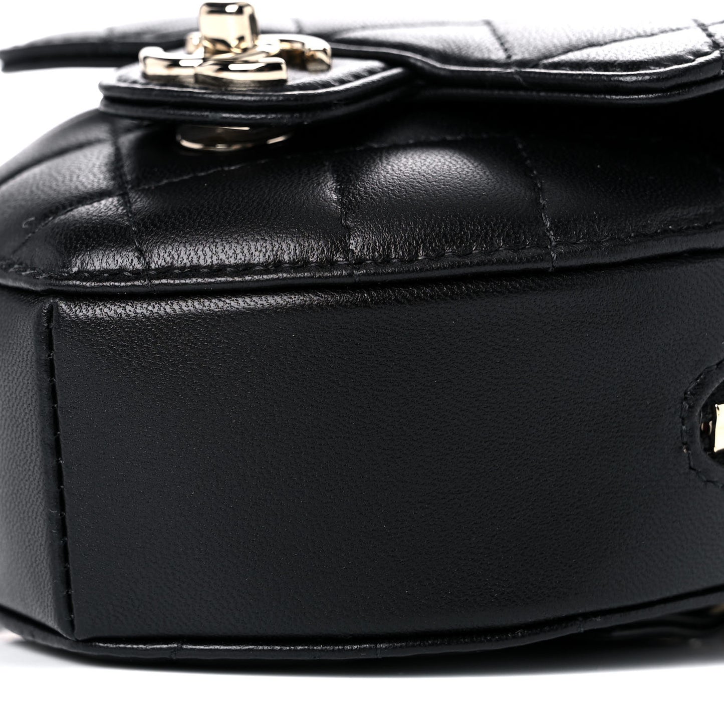 Lambskin Quilted CC In Love Heart Waist Belt Bag With Chain Black