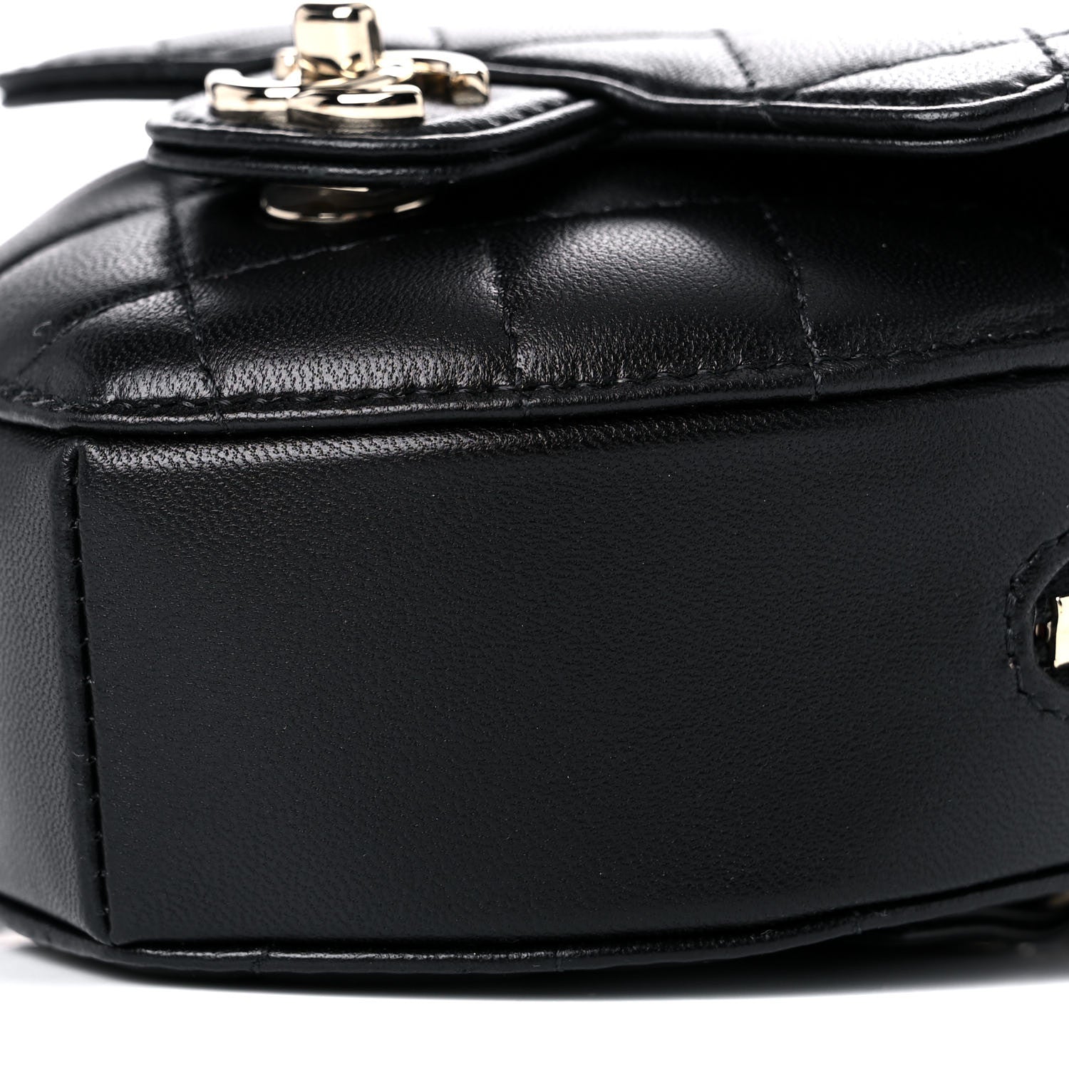 Chanel Lambskin Quilted CC In Love Heart Waist Belt Bag With Chain Black 9 of 10