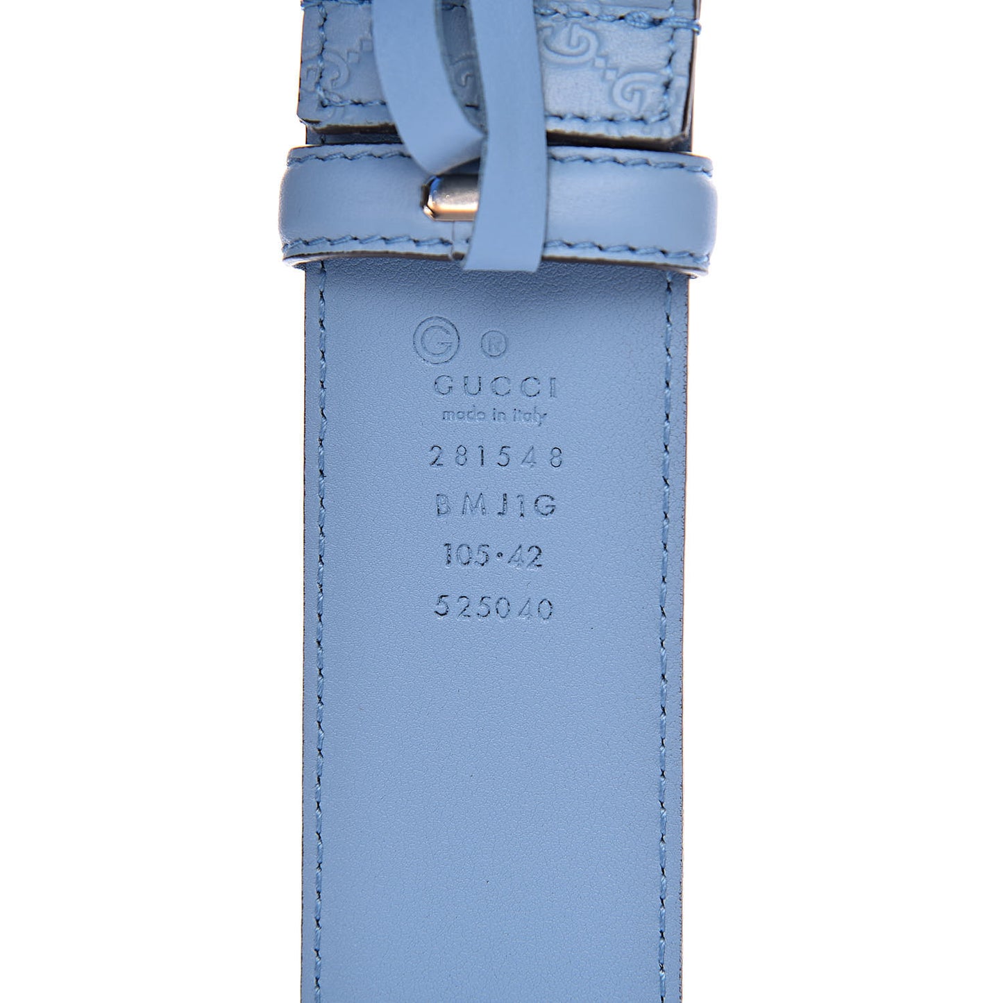 Soft Microguccissima Margaux Calfskin Belt 105 42 Mineral Blue