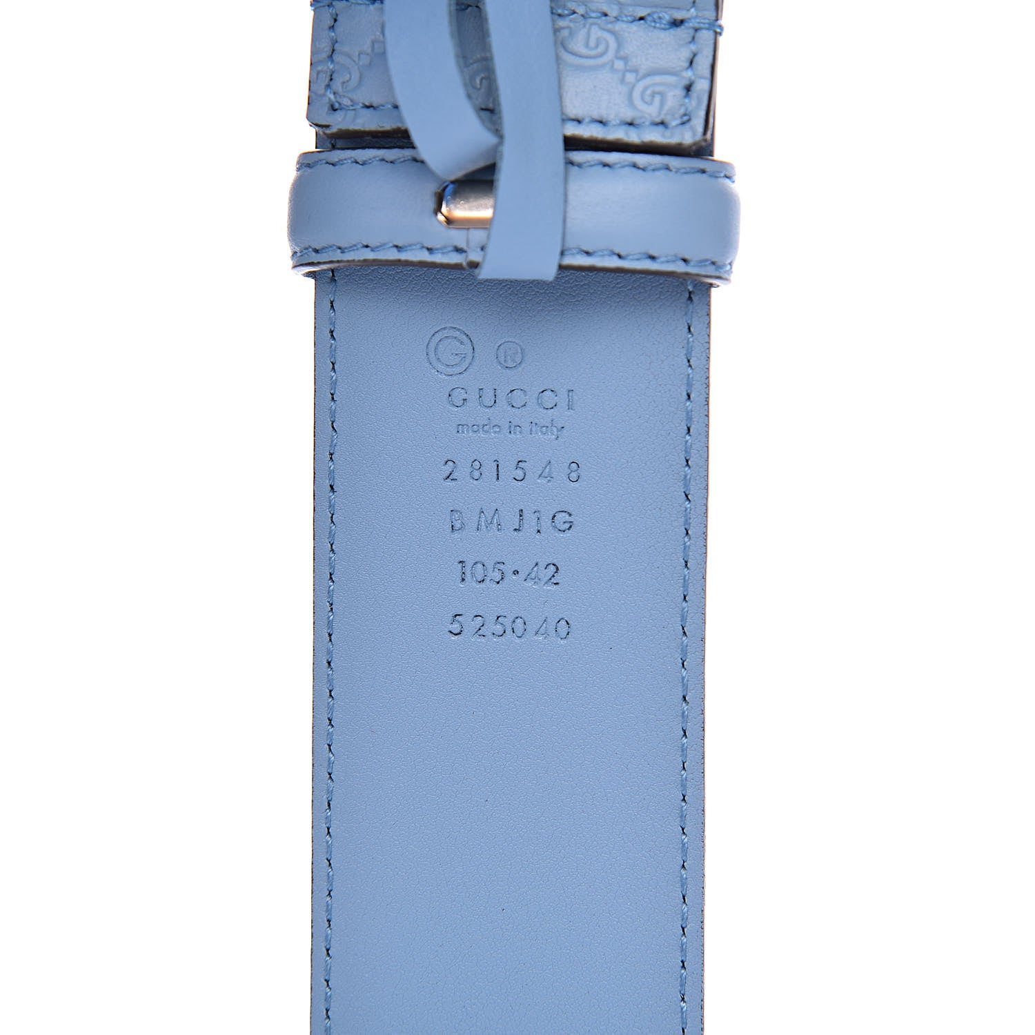 Gucci Soft Microguccissima Margaux Calfskin Belt 105 42 Mineral Blue 4 of 6