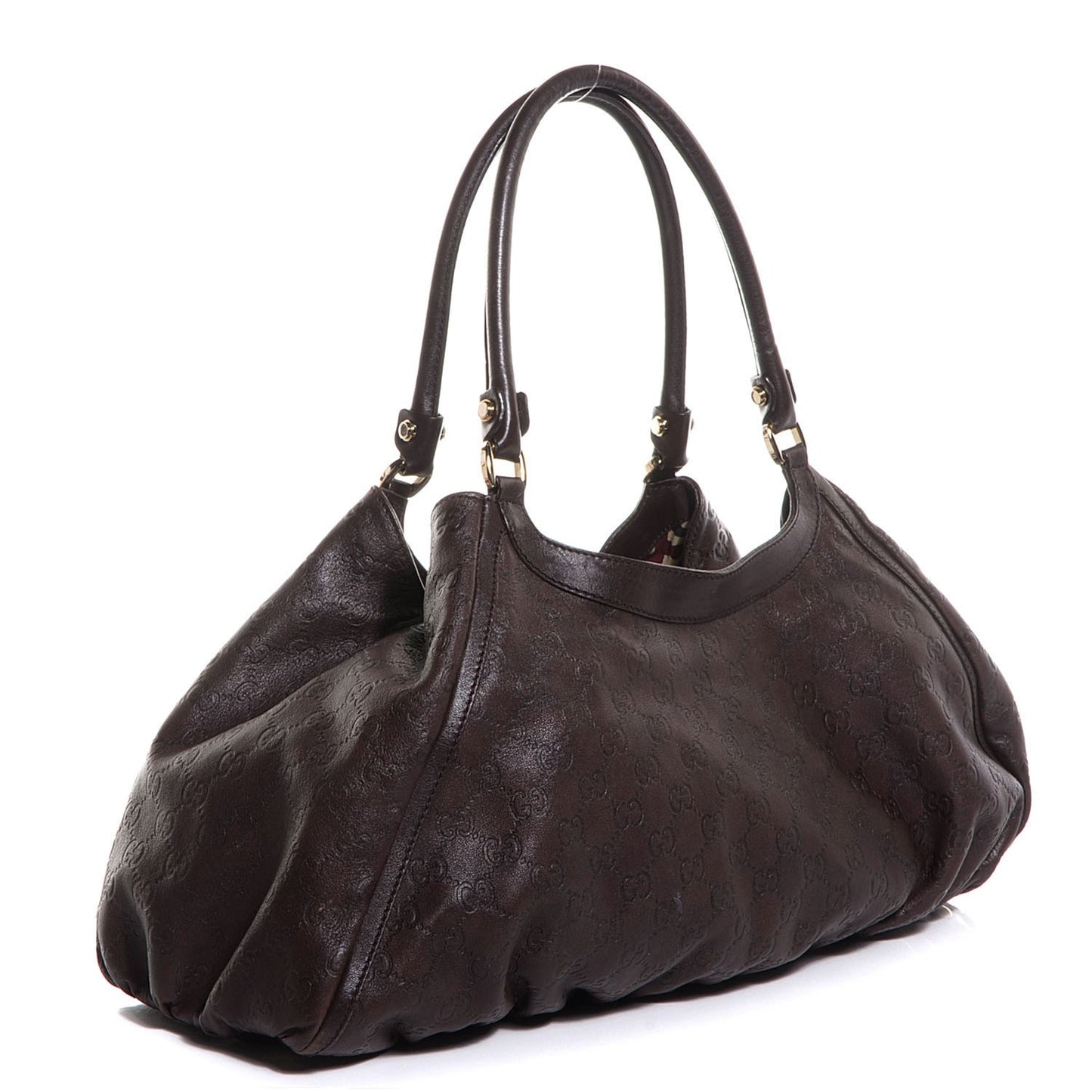 Guccissima Large D Gold Hobo Chocolate Brown