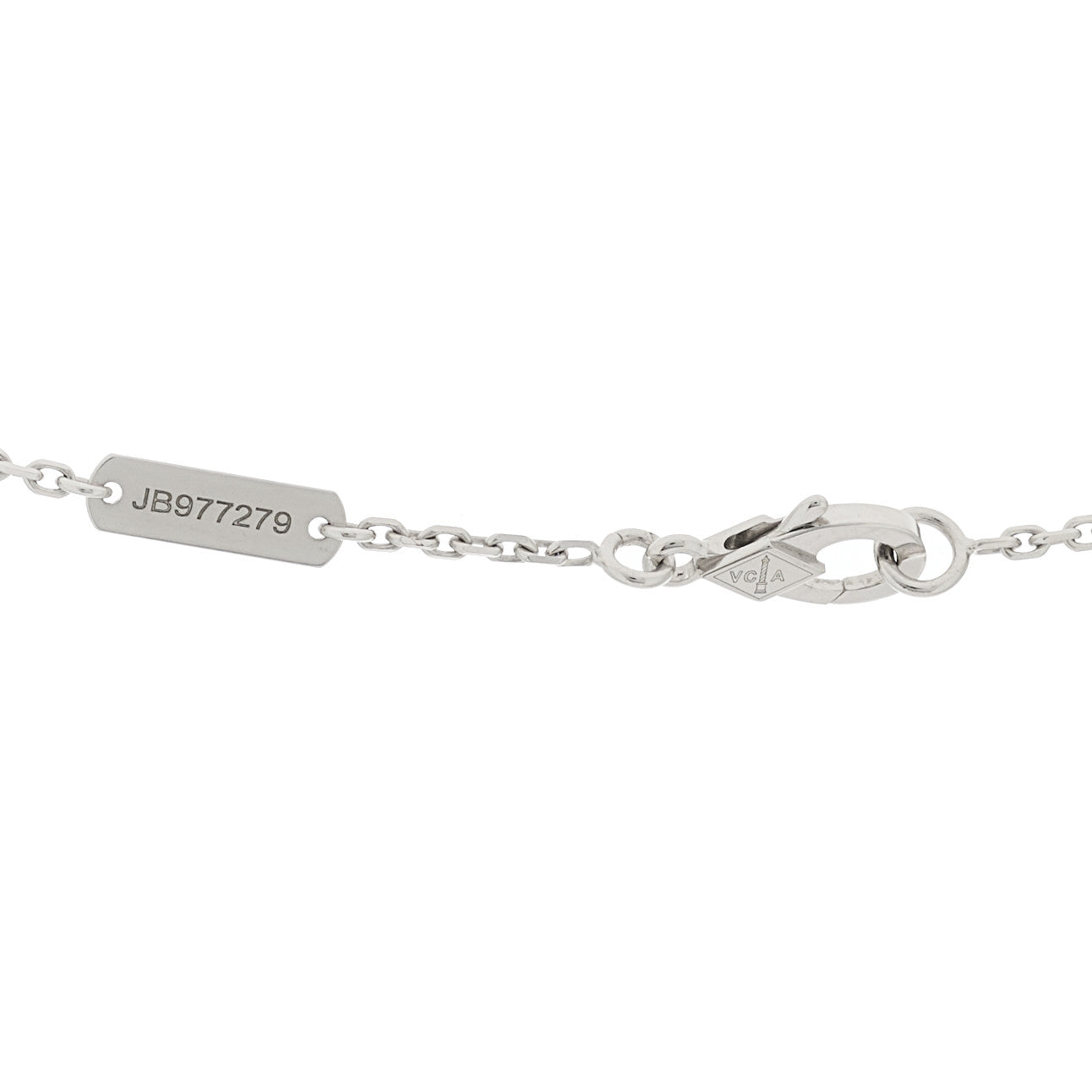 18K White Gold Mother Of Pearl Vintage Alhambra Pendant Necklace