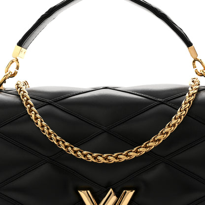 Louis Vuitton Lambskin Malletage Top Handle GO-14 GM Black 8 of 10