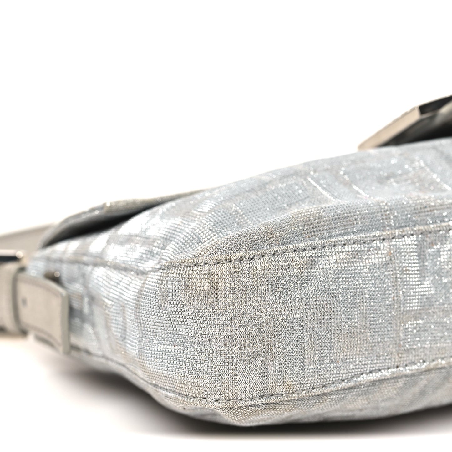 Metallic Lurex Zucca Vitello Baguette Argento