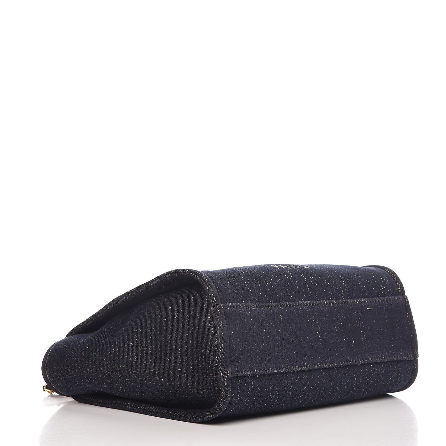 Lurex Canvas Small Deauville Tote Navy Blue Gold