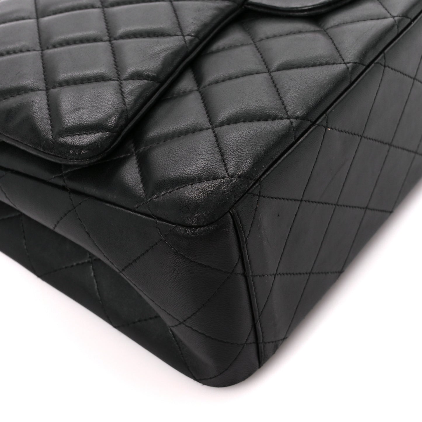 Lambskin Quilted Maxi Double Flap Black