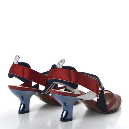 Fendi Technical Mesh FF Colibri 55mm Slingback Pumps 40 Tobacco Moro Zaffiro Ciliegia Rosso 4 of 9