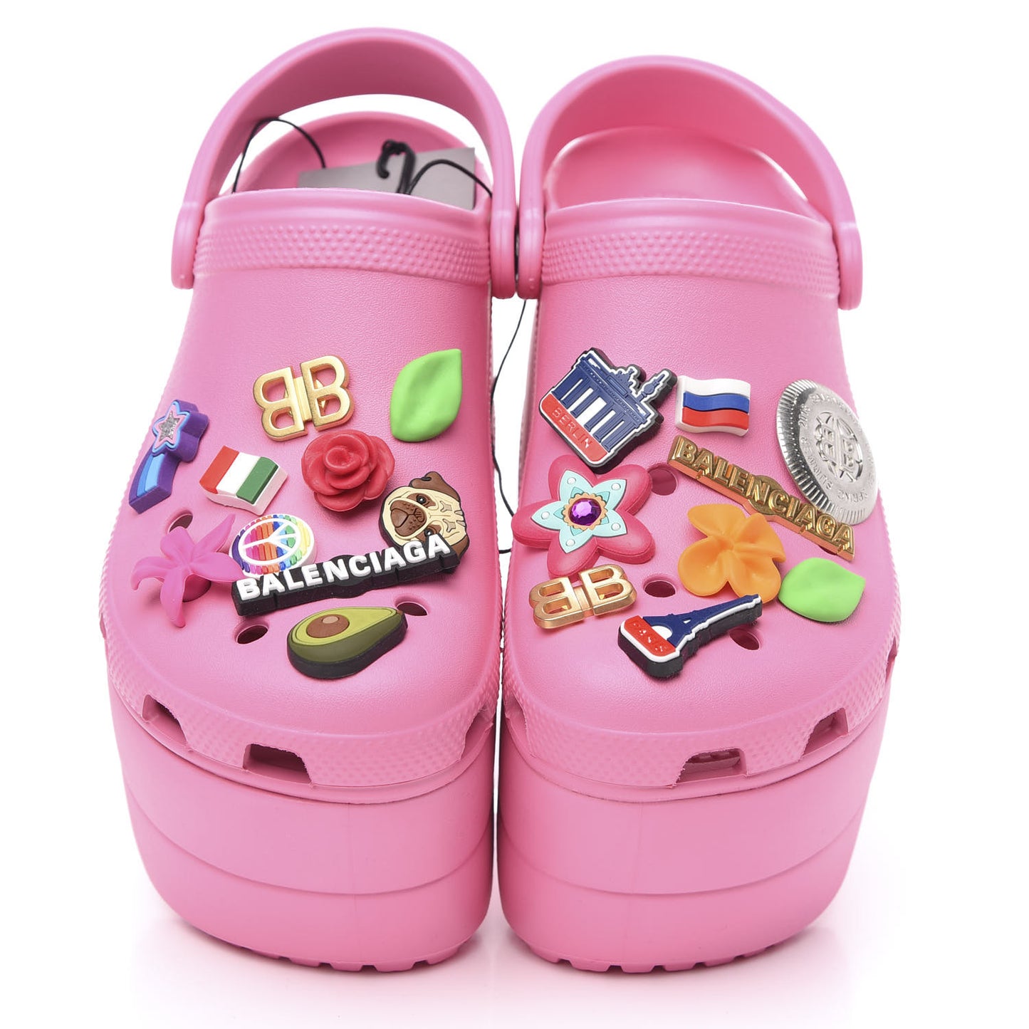 X CROCS Rubber Textured Womens Platform Sandals 38 Rose Bonbon