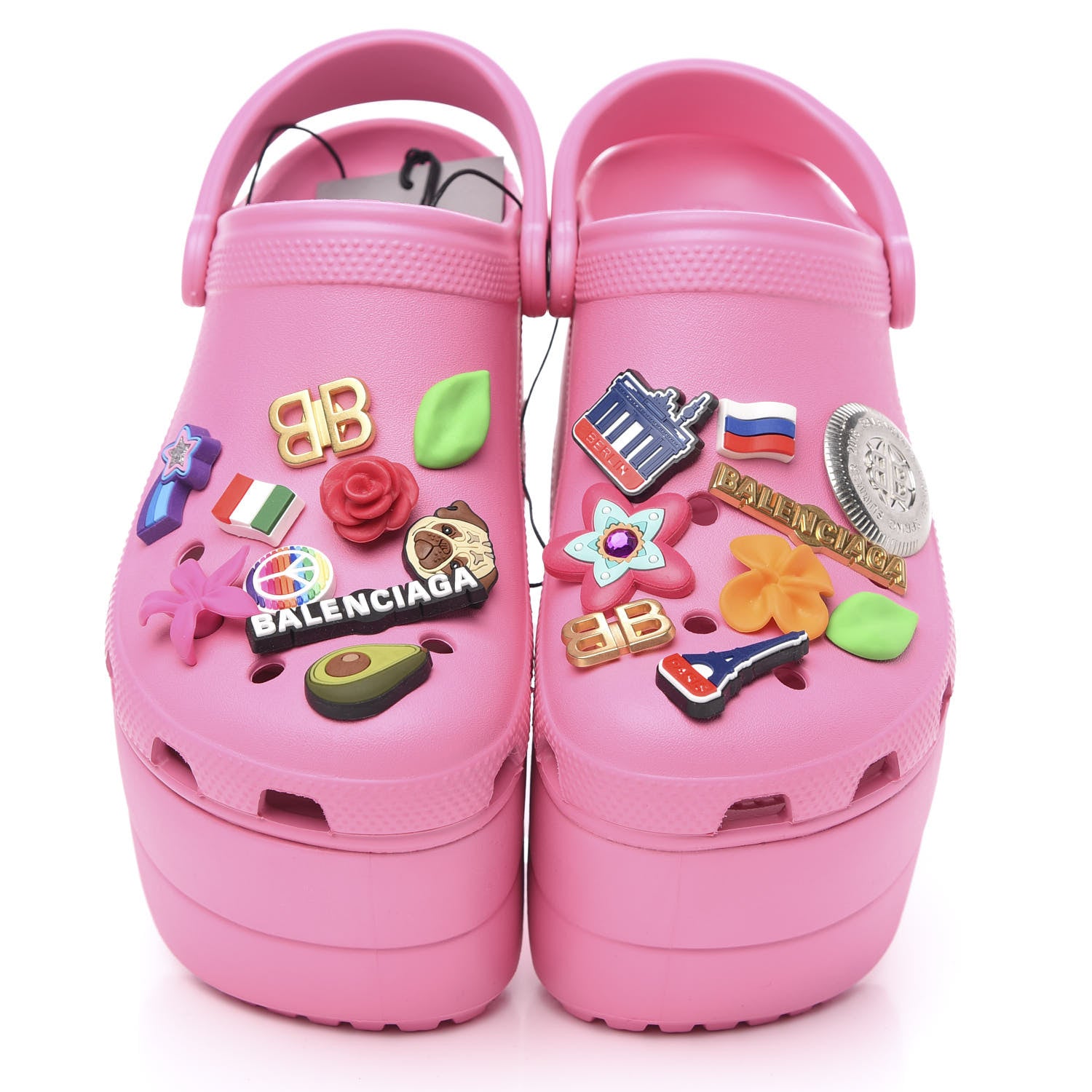 Balenciaga X CROCS Rubber Textured Womens Platform Sandals 38 Rose Bonbon 5 of 8