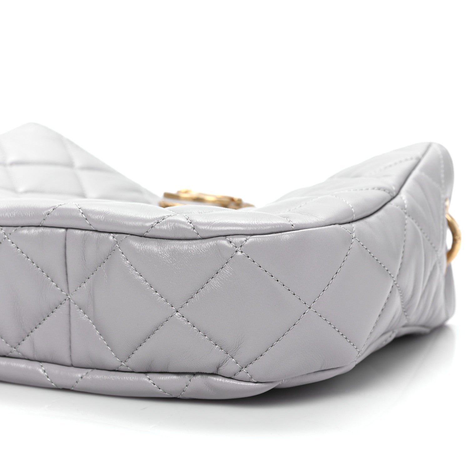 Chanel Lambskin Quilted Large Chain Hobo Light Grey 8 of 8