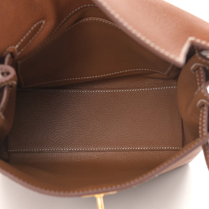 Hermes Natural Barenia Faubourg Kelly Ado Backpack Fauve 4 of 11