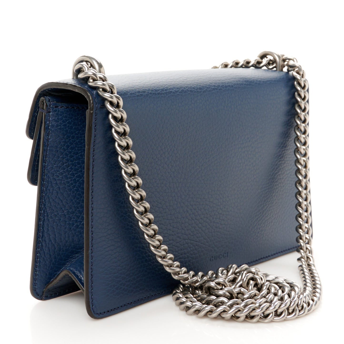 Dollar Calfskin Enamel Small Dionysus Shoulder Bag Blue Agata Electric Blue