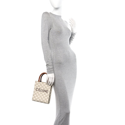 Celine Triomphe Canvas Calfskin Mini Vertical Cabas White 2 of 11