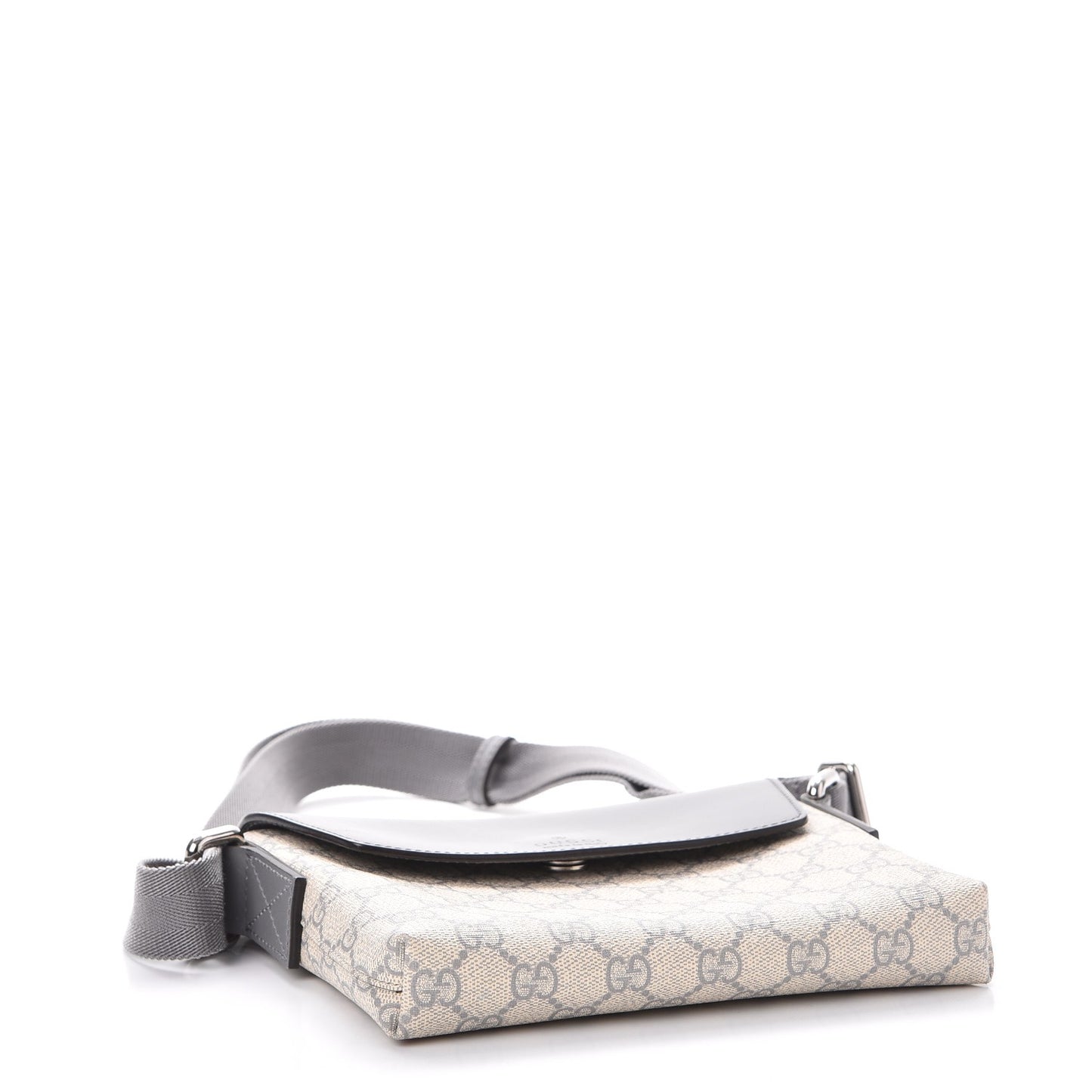 GG Supreme Monogram Selleria Calfskin Small Satchel Messenger Bag Ecru Grigio