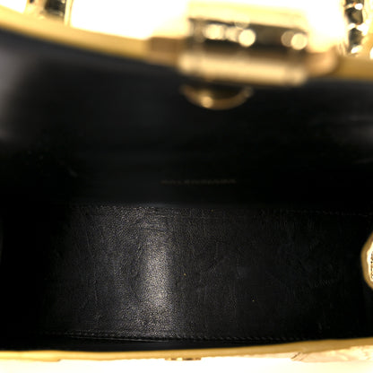 Balenciaga Metallic Calfskin Crocodile Embossed Hourglass Top Handle Bag XS Gold Gold 5 of 11