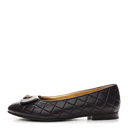 Chanel Lambskin Quilted CC Ballerina Flats 41 Dark Purple 1 of 11
