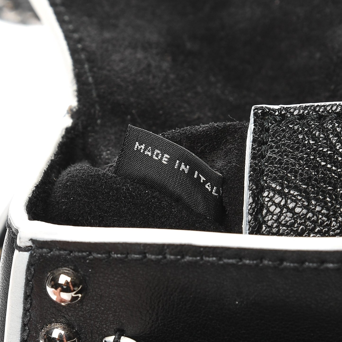Goatskin Madras Soft Calf Crystal Embellished Lady Saddle Nero Black