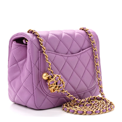 Chanel Lambskin Quilted Mini Pearl Crush Flap Purple 3 of 10