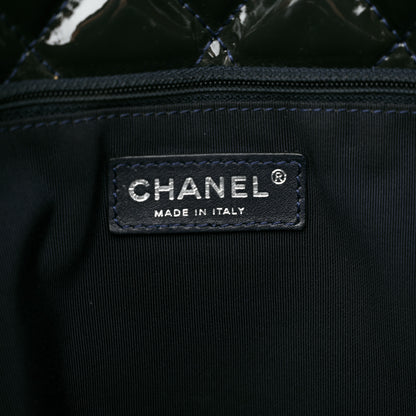Chanel Patent Quilted Chic and Glitter Large Tote Navy Blue 6 of 12