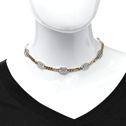 Chanel Crystal Chain CC Link Choker Gold Silver 2 of 4