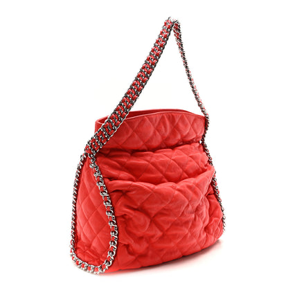 Chanel Washed Lambskin Chain Around Hobo Red 3 of 10