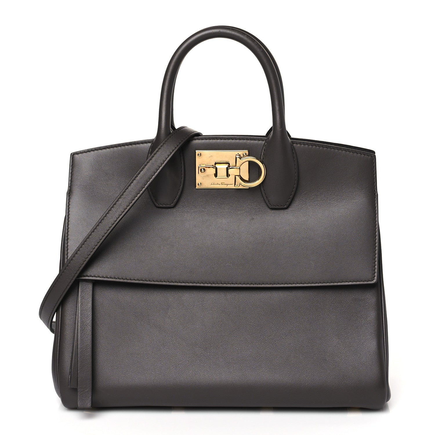 Salvatore Ferragamo Calfskin Studio Bag Caraway Seed 3 of 9