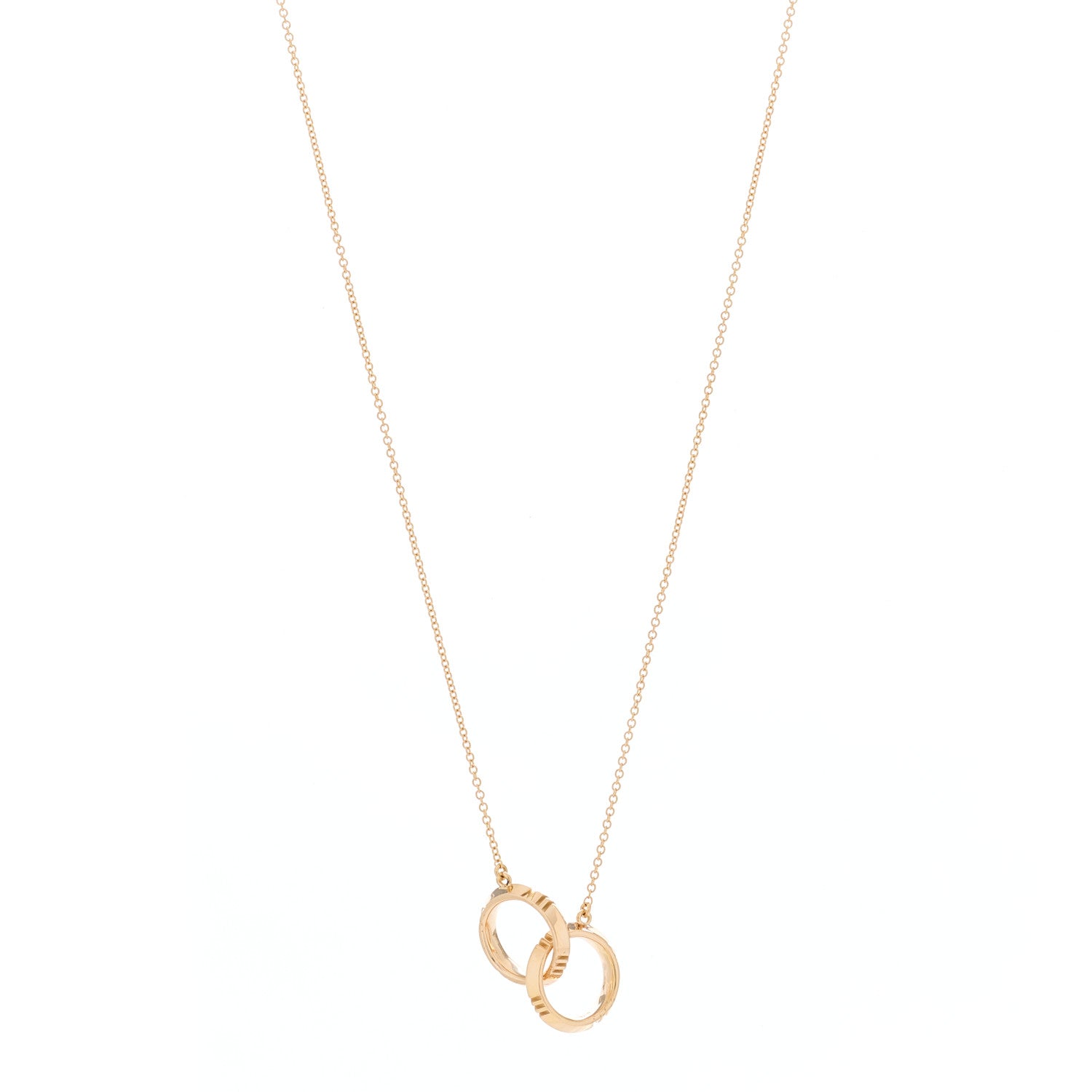 Tiffany 18K Yellow Gold Interlocking Atlas Open Pendant Necklace 1 of 7