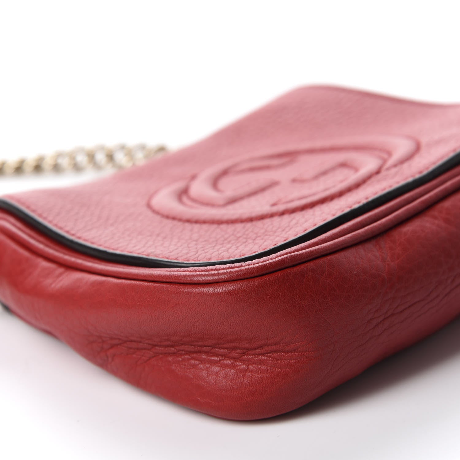 Gucci Pebbled Calfskin Small Soho Flap Crossbody Red 6 of 11