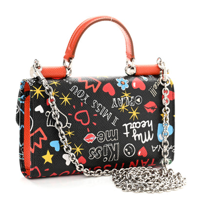 Dolce & Gabbana Dauphine Graffiti Print Mini Sicily Von Satchel Black Multicolor 3 of 10