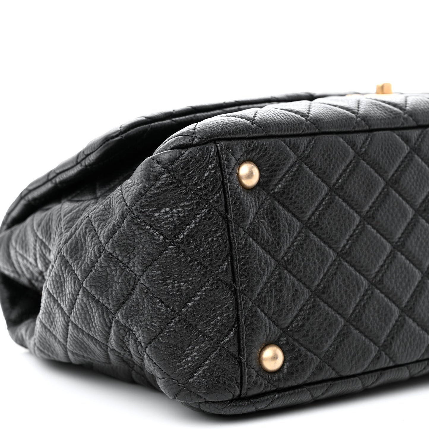 Calfskin Quilted XXL Travel Flap Bag Black