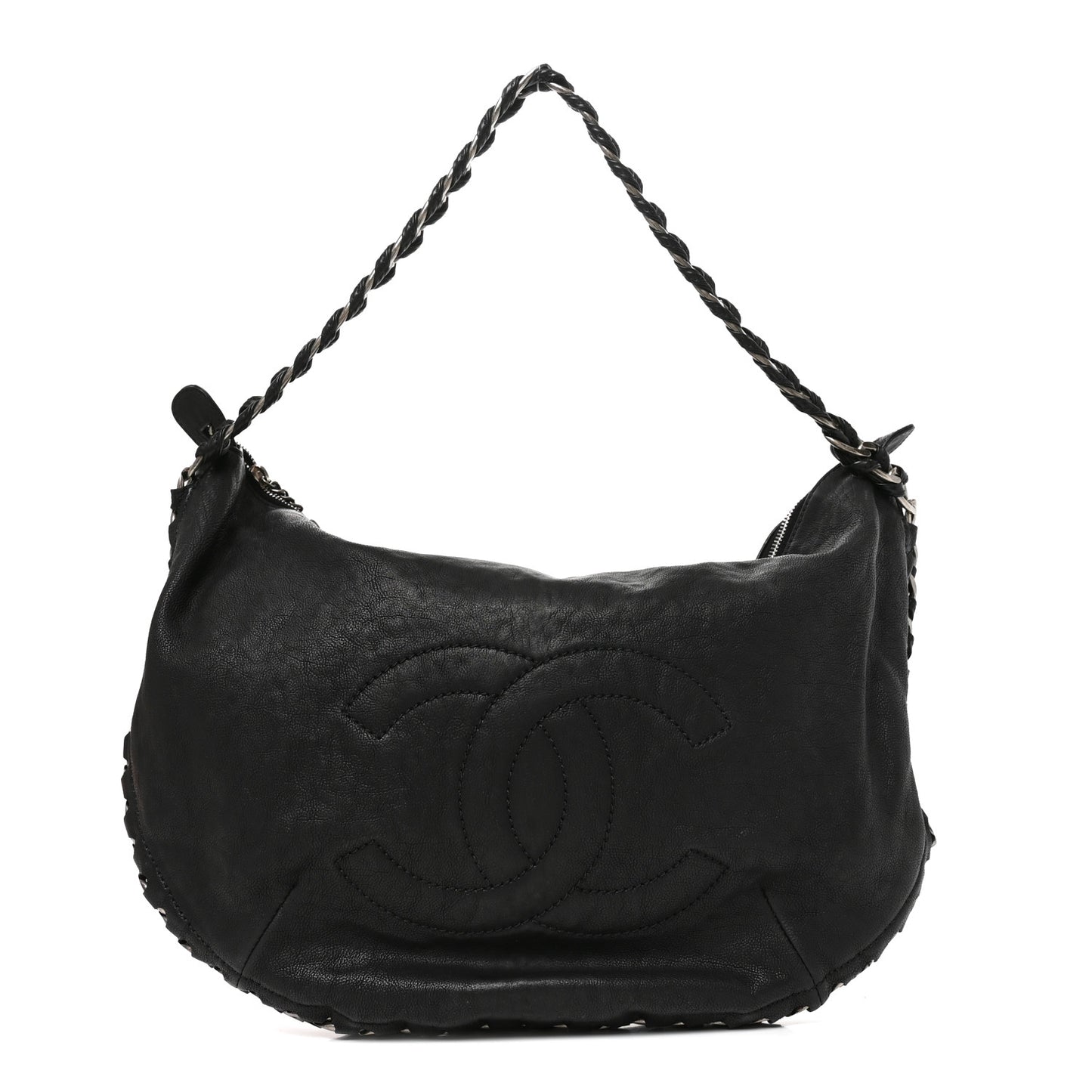 Calfskin Modern Chain Hobo Black
