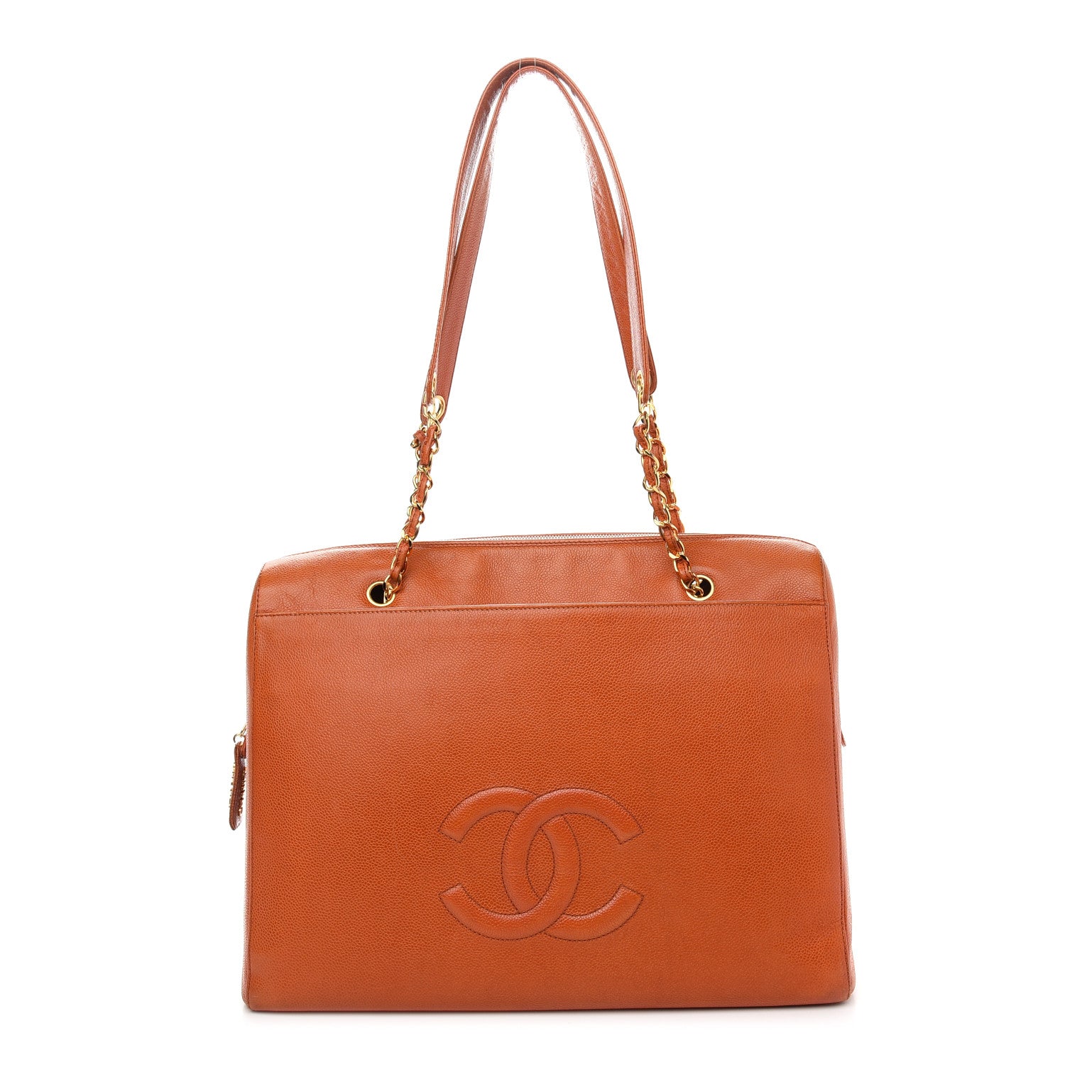 Chanel Caviar Large CC Shoulder Bag Orange 1 of 8