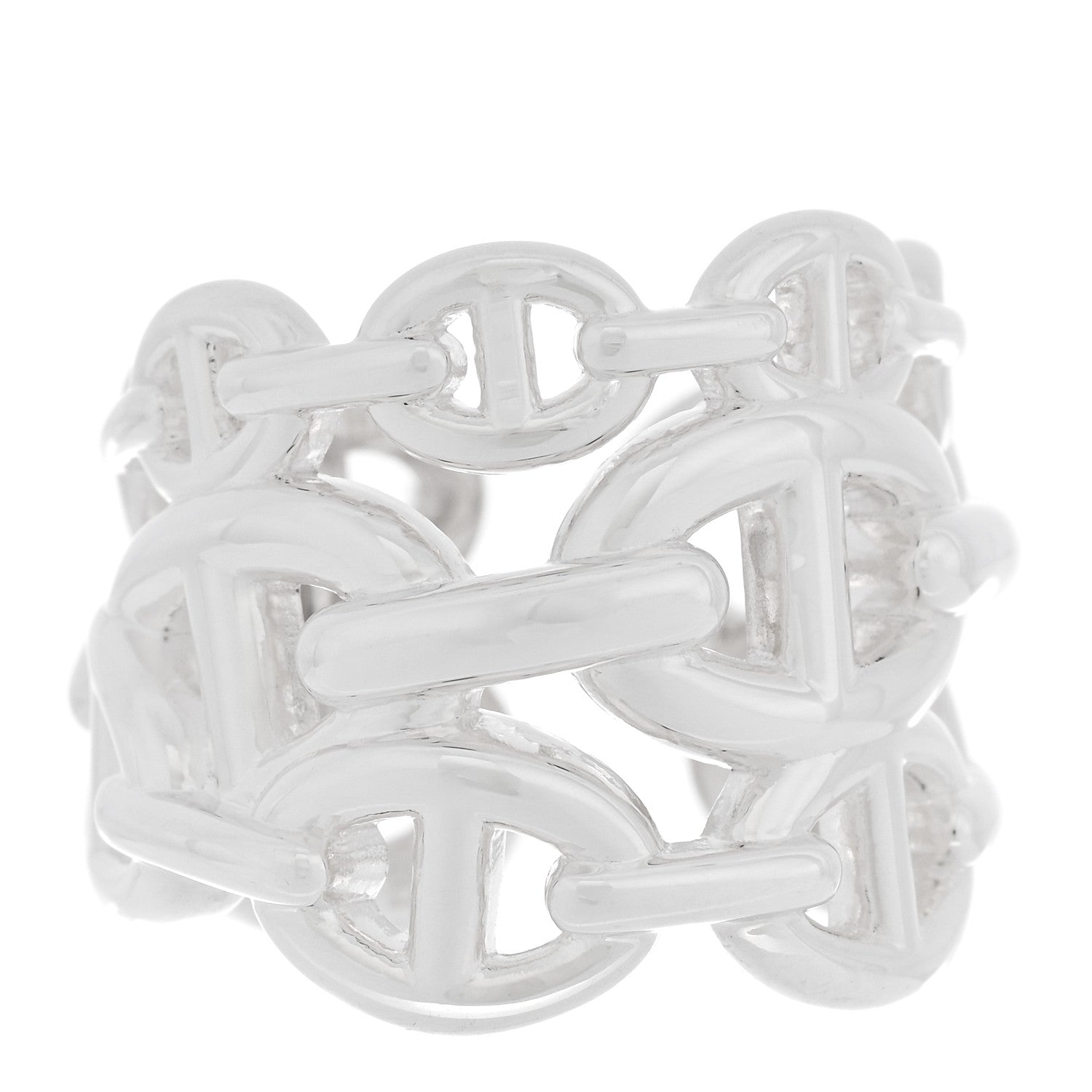 Hermes Sterling Silver GM Chaine d'Ancre Enchainee Band Ring 51 5.75 1 of 5