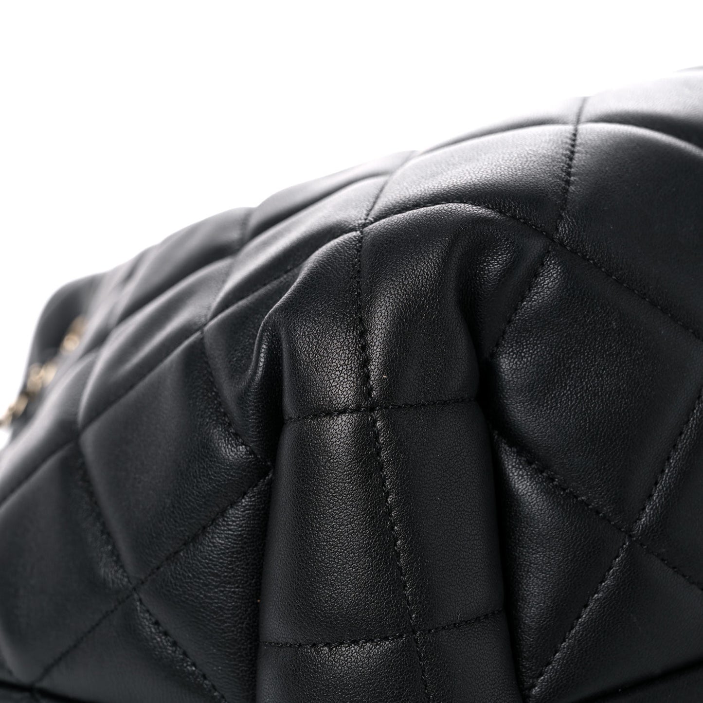 Lambskin Quilted CC Dweller Drawstring Tote Black