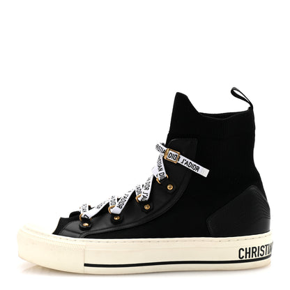Christian Dior Technical Knit Calfskin Womens Walk'N'Dior High Top Sneakers 38.5 Black 1 of 9