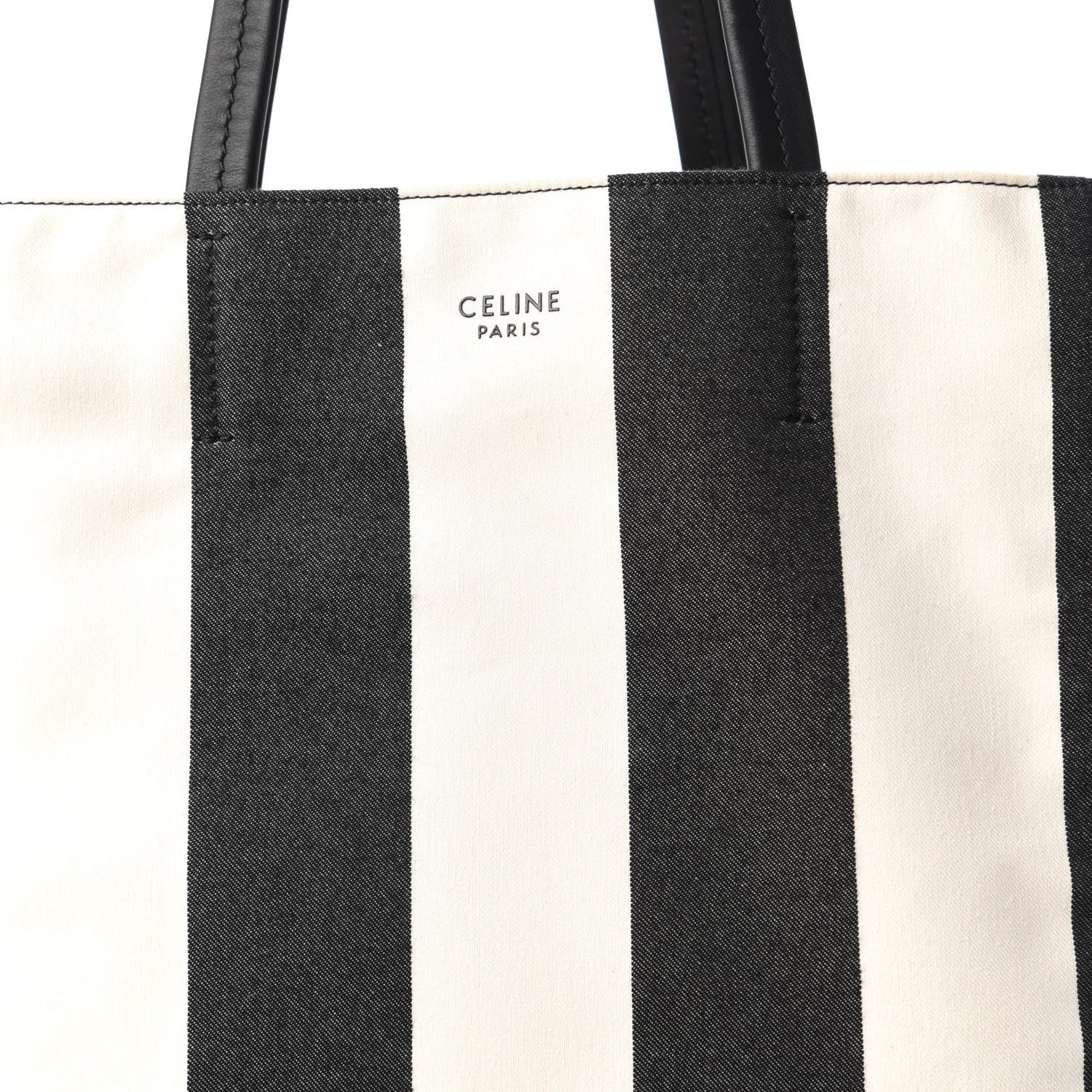 Celine Canvas Striped Large Phantom Cabas Black White 9 of 10