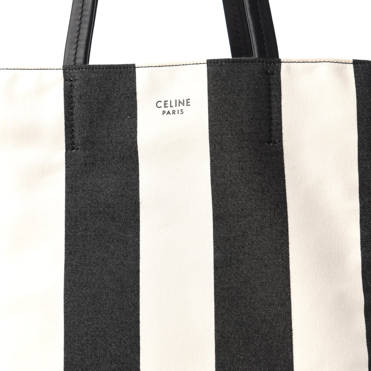Canvas Striped Large Phantom Cabas Black White