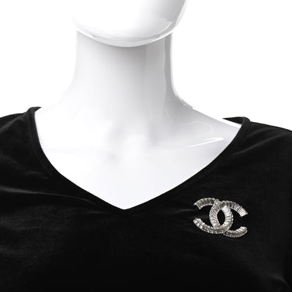 Chanel Baguette Crystal CC Brooch Silver 2 of 5