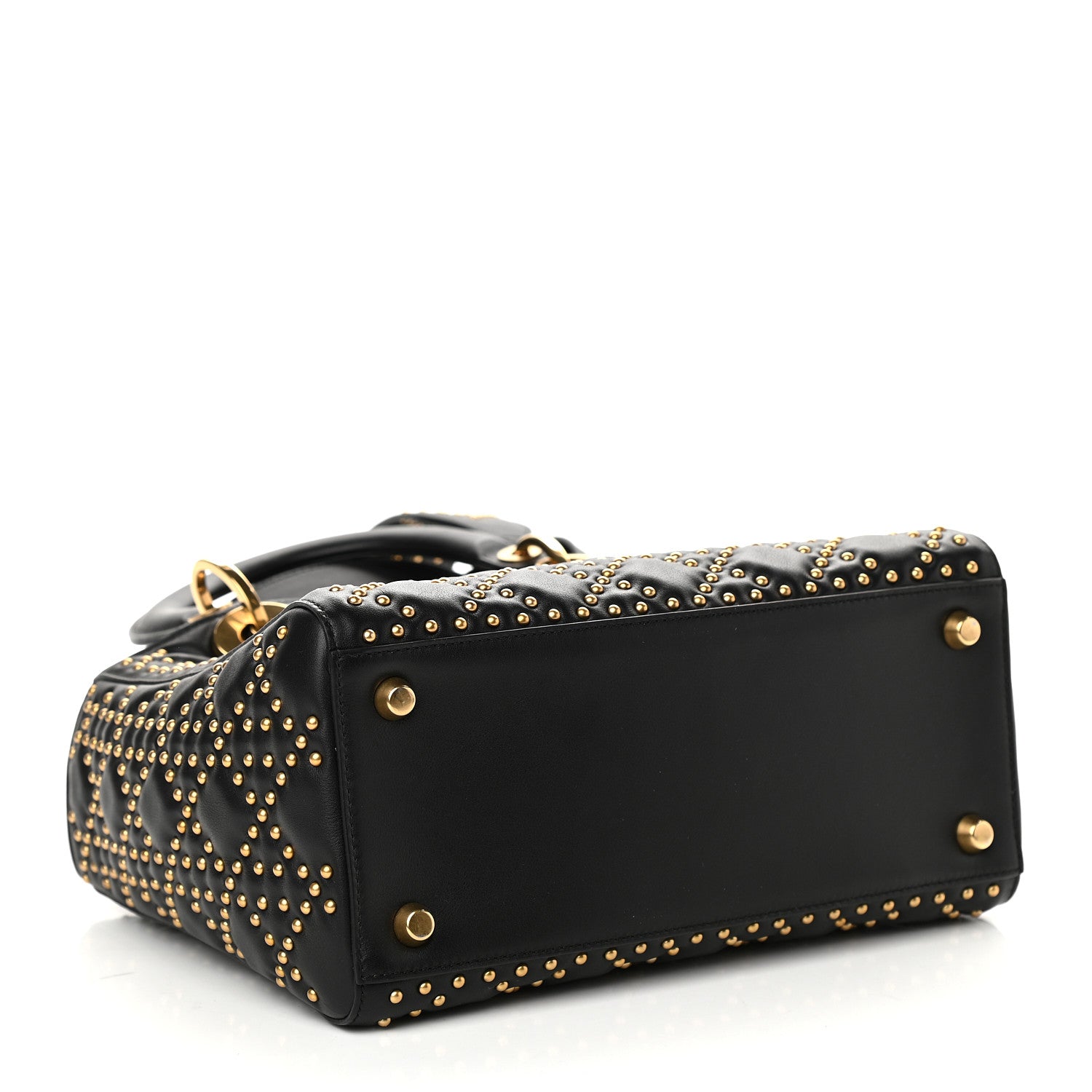 Christian Dior Calfskin Cannage Studded Medium Supple Lady Dior Black 4 of 10