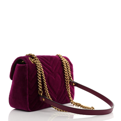 Gucci Velvet Matelasse Small GG Marmont Shoulder Bag Fuchsia Violet Cyclamen 2 of 10