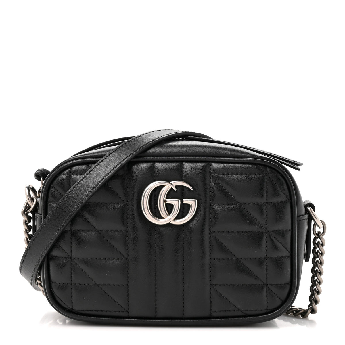 Calfskin Matelasse Aria Mini GG Marmont Chain Shoulder Bag Black