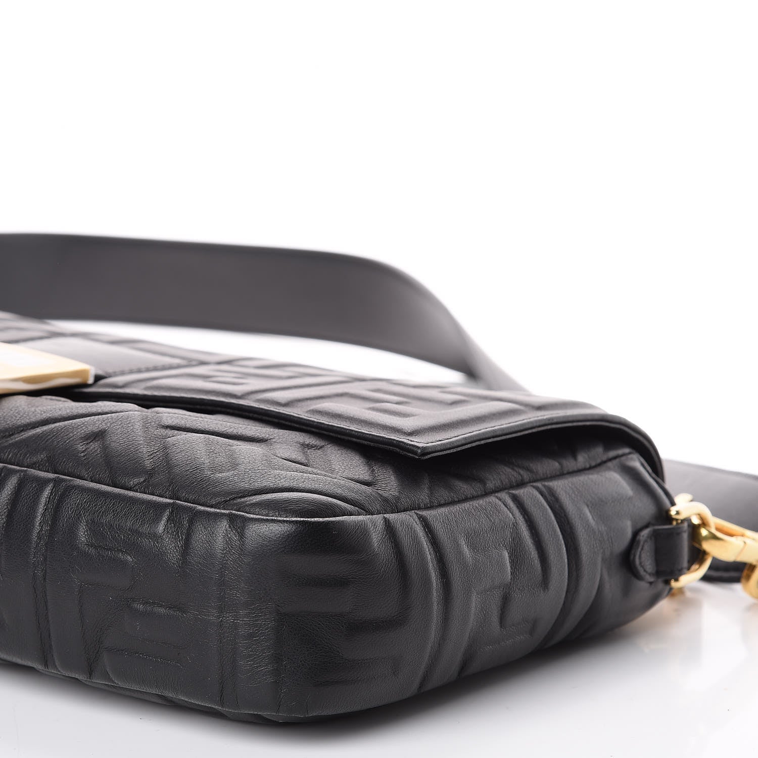 Fendi Nappa FF 1974 Embossed Large Baguette Black 12 of 13