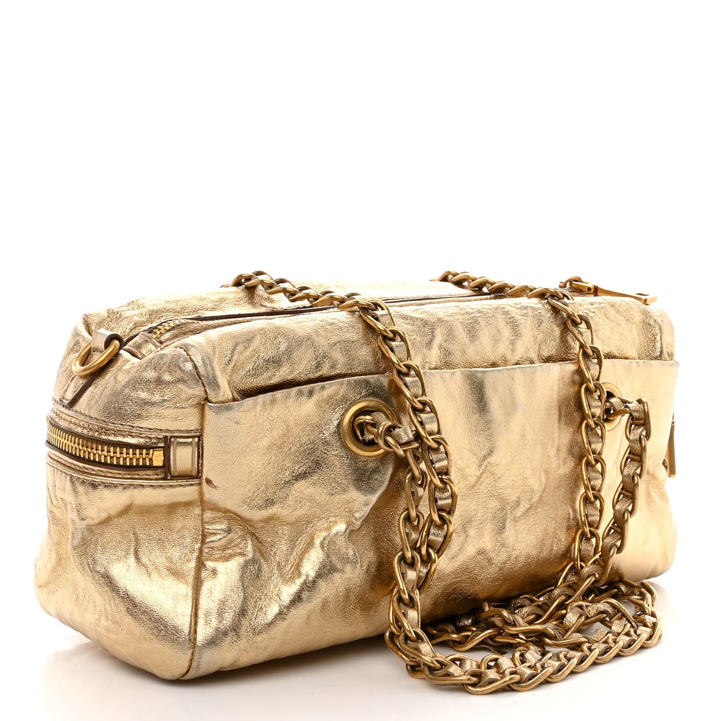 Metallic Nappa Shoulder Bag Platino