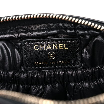 Chanel Lambskin Quilted Small Curvy Pouch Cosmetic Case Black 6 of 10