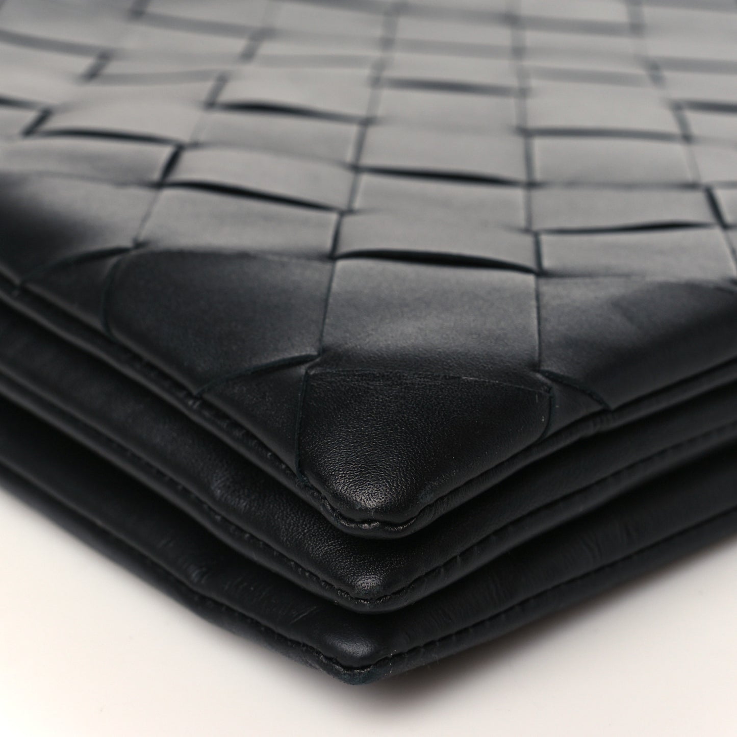 Nappa Intrecciato Triple Zip Messenger Bag Black