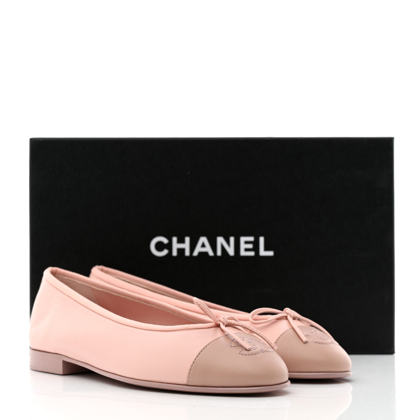 Lambskin Cap Toe CC Ballerina Flats 36.5 Light Pink Dark Pink