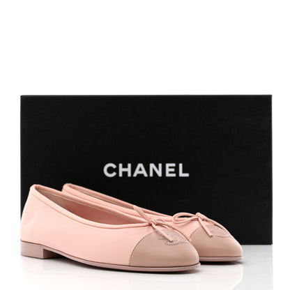 Chanel Lambskin Cap Toe CC Ballerina Flats 36.5 Light Pink Dark Pink 9 of 9